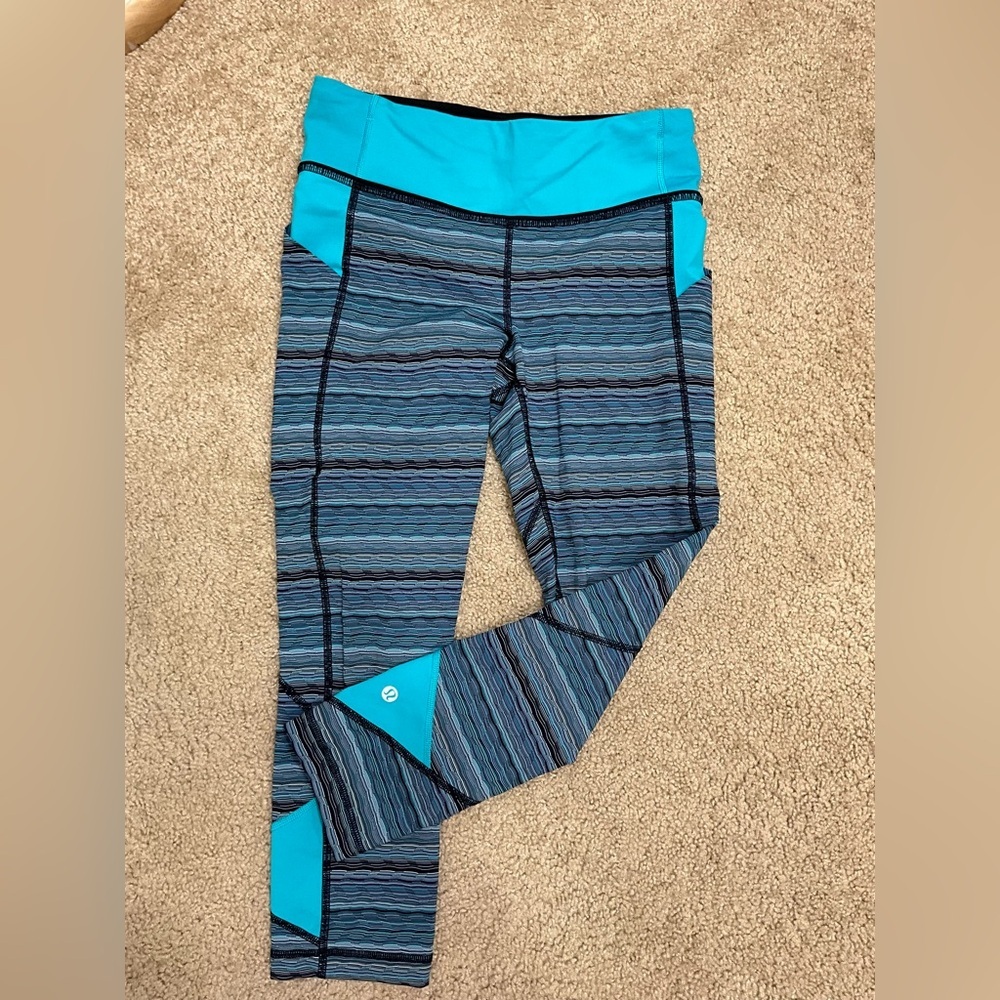 LULULEMON Pace Rival Crop Space Dye Twist Naval Blue Peacock Luxtreme Fabric 6 - Picture 2 of 6